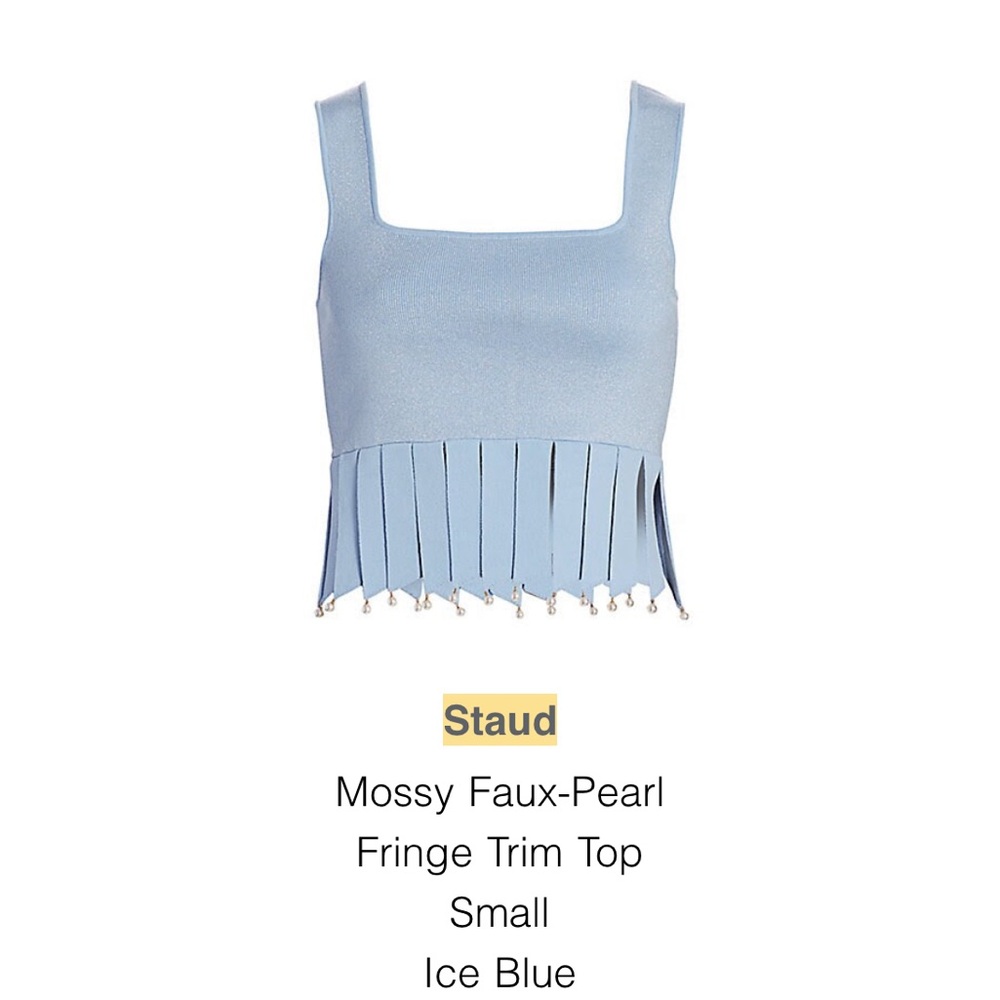 Staud Mossy Faux-Pearl Fringe Trim Top